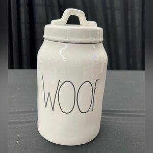 Rae Dunn WOOF by MAGENTA tall canister with lid #181